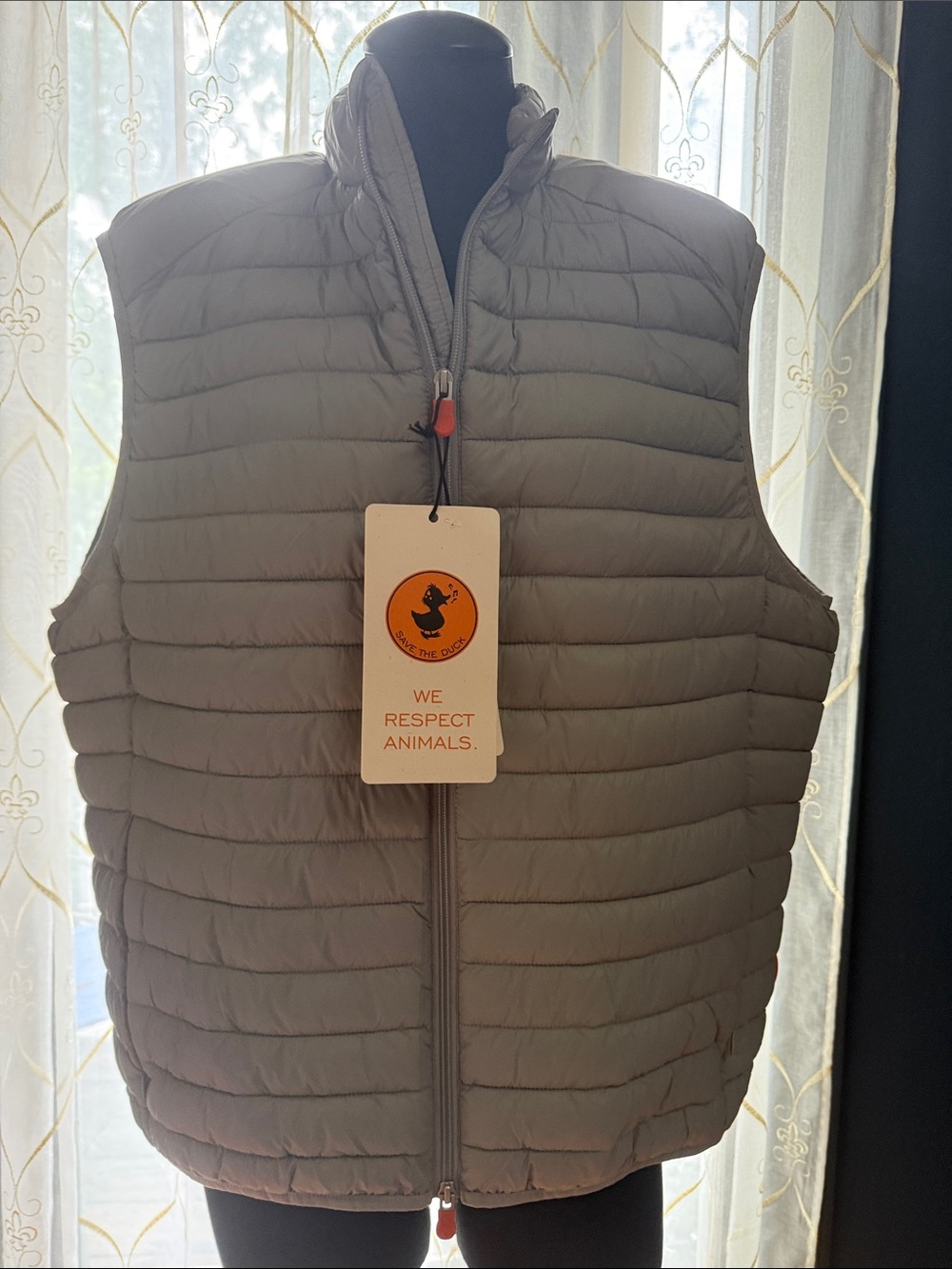 SAVE THE DUCK Men's Lightweight Puffer Vest in Light Gray